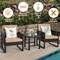 Costway 3PCS Patio Rattan Bistro Furniture Set Cushioned Sofa Chair Coffee Table Garden